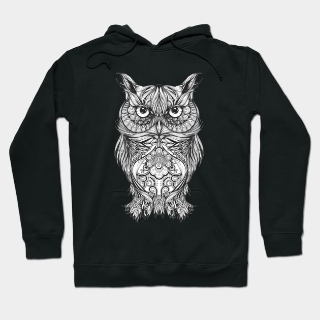 Artsy Artistic Style Design Of A Black Owl Hoodie by Atteestude